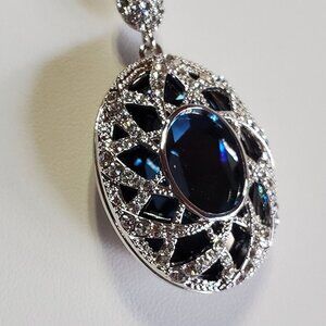 Stellux Sapphire Blue CZ Platinum Plated Necklace